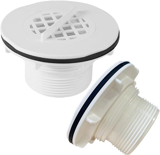 (2pcs) Threaded Inlet Strainer Compatible with Intex Filter Pumps with 1-1/2" Hoses, Above Ground Stock Tank Pool Inlet Strainer Replacement Parts Including Rubber Washer Filter Nut and Grid