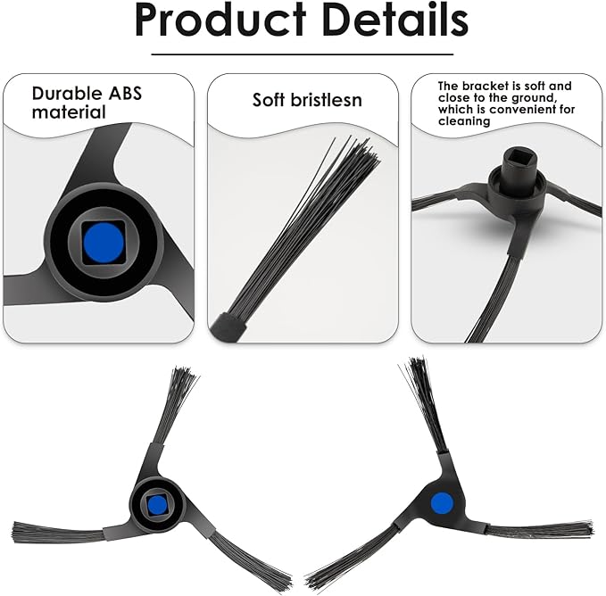 (10 Pieces) Side Brushes Replacement Parts Compatible with ECOVACS DEEBOT X2 Omni / X2 Pro / X2, Robotic Vacuum Replacement Side Brush Accessory Kit