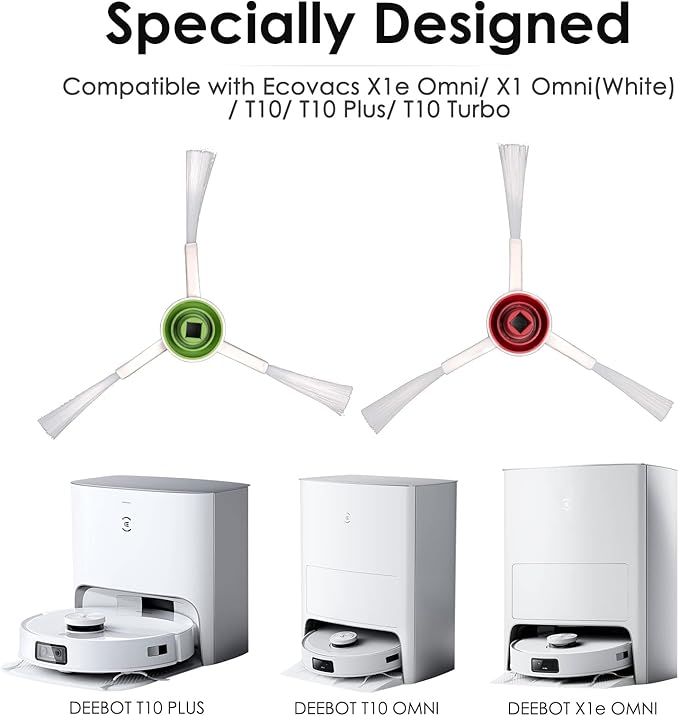 (10 Pieces) T20 Omni Side Brush Replacement Parts Compatible with ECOVACS DEEBOT T20 Omni / T20e Omni/ X1 Omni/ X1 Omni(White)/ T10/ T10 Plus/ T10 Turbo/ T10 Omni Side Brushes 5 Pairs