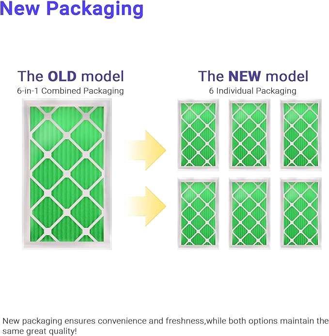 Maycold MERV 13 12x24x1 Air Filter (6-Pack), High-Efficiency Pleated AC & Furnace Filters, Actual Size: 11.70" x 23.70" x 0.75", Individually Wrapped in Plastic